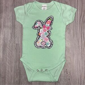 Mint Green Floral Bunny Girls Onesie